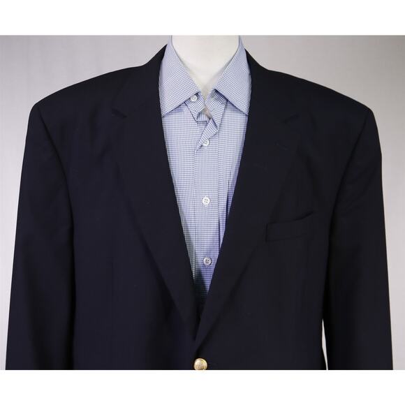 Jos A Bank Blazer Navy Blue Gold Button Jacket 48R - Picture 3 of 8